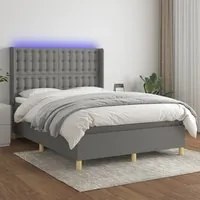 Letto a Molle Materasso e LED Grigio Scuro 140x190cm in Tessutocod mxl 123337