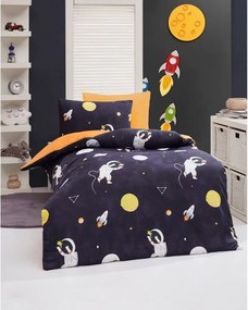 Set copripiumino e federa da bambini blu scuro/arancione per letto singolo 140x200 cm Astron – Mijolnir