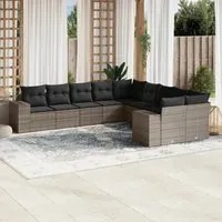 Set Divano da Giardino 10 pz con Cuscini Grigio in Polyrattan 3255447