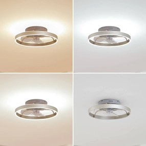 Lindby Ventilatore da soffitto LED Momitu, argento, silenzioso, Ø 50 cm