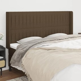 Testiera Ad Orecchio Marrone Scuro 183x16x118/128 Cm İn Tessuto /