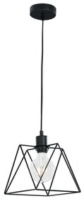 Lampadario Sospensione Santana Industrial Vintage Colore Nero 60W Mis 20 x 20 x 120 cm