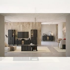 Mobile Porta TV 165 Cm A 4 Ante Palissandro Nero Zaira