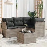 Set Divano da Giardino 5pz con Cuscini Grigio Chiaro Polyrattan 3217592