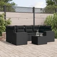 Set Divani da Giardino con Cuscini 7pz Nero Polyrattan 3222314