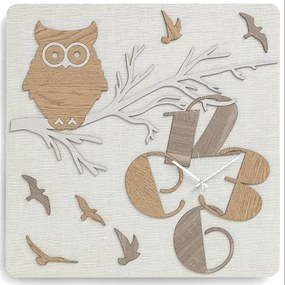Orologio quadrato 30X30 cm da parete in legno laminato GUFO TRS