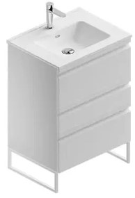 Mobile sottolavabo e lavabo Pull per vasca centrale bianco opaco in mdf L 60 x H 56 x P 46 cm 3 cassetti