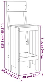 Set Bar da Giardino 7 pz Bianco in Legno Massello di Pino