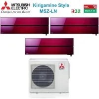 Climatizzatore Condizionatore Mitsubishi Electric Trial Split Inverter serie Kirigamine Style MSZ-LN 9+12+12 con MXZ-3F54VF Ruby Red R-32 Wi-Fi Integrato Colore Rosso 9000+12000+12000