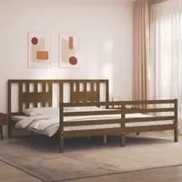 Giroletto con Testiera Miele 200x200 cm in Legno Massello 3194594