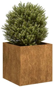 Fioriera Arrugginita 40x40x40 Cm İn Acciaio Corten /