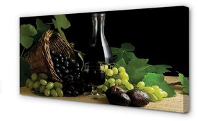 Quadro su tela Vino di cesto d'uva 100x50 cm