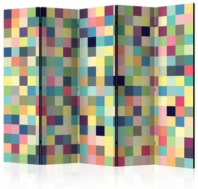 Paravento separè Milioni di colori II (5 parti) - mosaico geometrico colorato