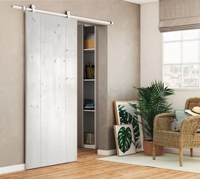 Porta scorrevole Horse bianco in legno bianco, L 86 x H 215 cm, con binario Loft bianco Reversibile