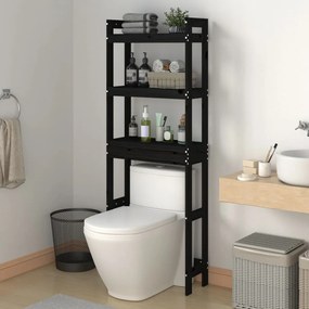 Rastrelliera Da Bagno Nera 63x26x171 Cm Legno Massello Pino /