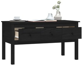 Tavolino da salotto nero 102x49x55 cm in legno massello di pino