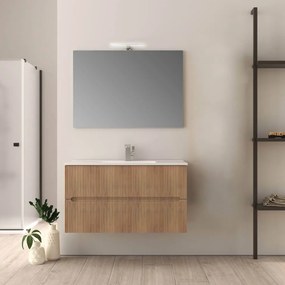 Mobile da bagno cannettato 100 cm rovere tabacco Riga