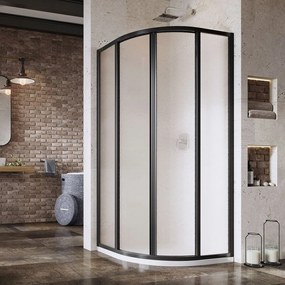 Ravak Supernova box doccia 90x90 cm semicircolare nero opaca/vetro con motivo 3117O302ZG
