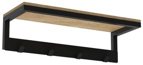 Porta asciugamani da parete con ripiano 10x40 cm nero