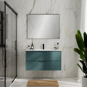 Mobile bagno da fissare con lavabo QUADRA L 100 x H 55 x P 45 cm mirto opaco in mdf 2 cassetti per vasca centrale