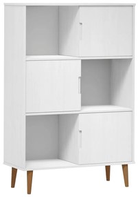 Libreria MOLDE Bianca 90x35x133,5 cm in Legno Massello di Pino