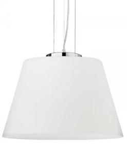 Ideal Lux -  Lampada a sospensione CYLINDER SP1 D40  - Lampada a sospensione con montatura in metallo cromato. Cavi in acciaio a lunghezza regolabile. Diffusore: vetro bianco soffiato e acidato.