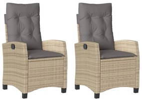 Sedie reclinabili giardino 2pz cuscini beige misto polyrattan