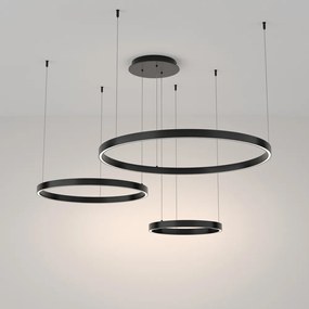 Lampadario A Sospensione Moderno Rim Alluminio Nero 3 Luci Led 115W