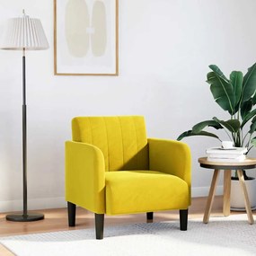 Divano Sedia Con Braccioli Giallo 54 Cm İn Velluto /