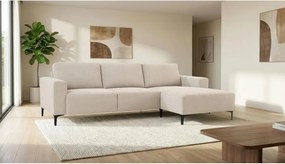 Divano angolare beige (con penisola a destra/con chaise lounge) con rivestimento in ciniglia Fabian – Scandic