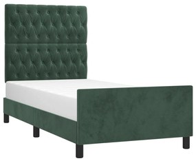 Giroletto con testiera verde scuro 90x190 cm in velluto