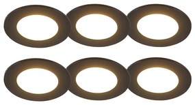 Set di 6 faretti a incasso neri con LED dimmerabile a 3 livelli IP65 - Blanca