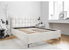 Letto matrimoniale imbottito color crema con rete inclusa 180x200 cm Eve – Miuform