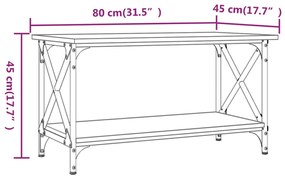 Tavolino Rovere Marrone 80x45x45 cm Legno Multistrato e Ferro