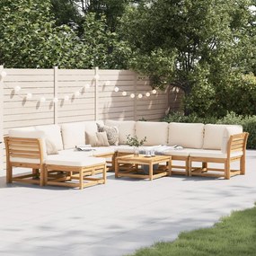 Set salotto giardino 9 pz con cuscini legno massello di acacia