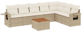 Set divano da giardino 8 pz con cuscini beige in polyrattan