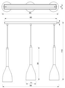 Lampadario a sospensione con filo MUZA 3xE27/60W/230V