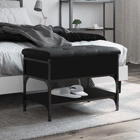 Panca Porta Scarpe Nera 62x42x45 Cm İn Legno Multistrato /