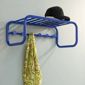 Attaccapanni da parete blu in metallo con scaffale 72 cm Retro – Spinder Design