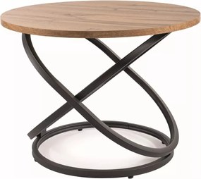 Tavolino Eos D – rovere artisan / nero opaco Ø60 cm
