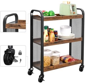 Tavolino da servizio MARGE marrone/nero