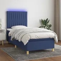 Letto a Molle con Materasso e LED Blu 90x190 cm in Tessuto 3135563