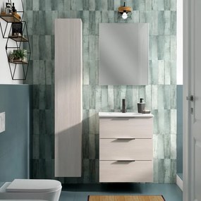 Mobile bagno sospeso con lavabo L 60 x H 72 x P 45 cm larice bianco 3 cassetti per vasca centrale Jnka