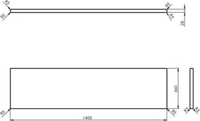 Piano per lavabo di colore naturale in rovere massiccio 140x36 cm Woody – Sapho