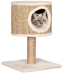 Albero Per Gatti Con Casetta E Palo Tiragraffi 52 Cm İn Giunco /