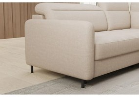 Divano angolare beige allungabile/con contenitore (con penisola a destra/a L) e rivestimento in velluto Barea – ELTAP