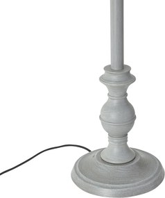 Lampada da terra nera con paralume floreale e interno bianco 45cm - Classico