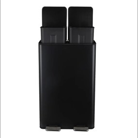 Cestino per la spazzatura nero opaco in acciaio per raccolta differenziata/con pedale 2x30 l Aliya – Spirella