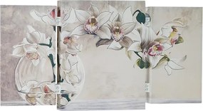 Quadro stampa su tela a TRIS 70x140 cm telaio in legno con disegno floreale Bianco