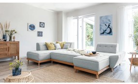 Divano letto a U grigio chiaro, angolo sinistro Dazzling Daisy - Miuform